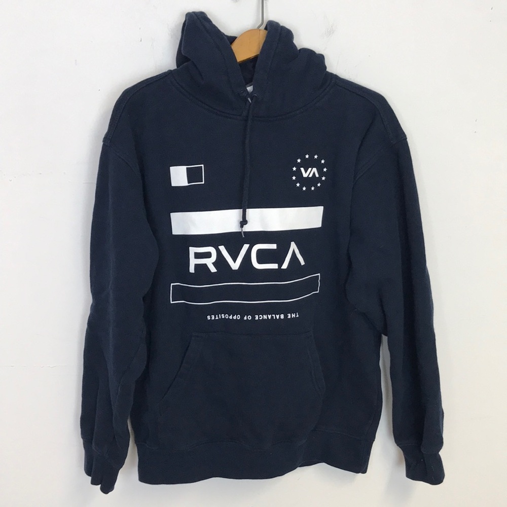 RVCA Men's Navy Graphic Hooded Sweatshirt size M